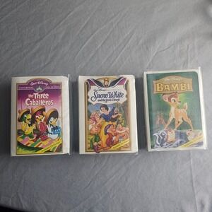 1996 McDonald's Disney Mini VHS  Figures Bambi, Snow White, Three Caballeros